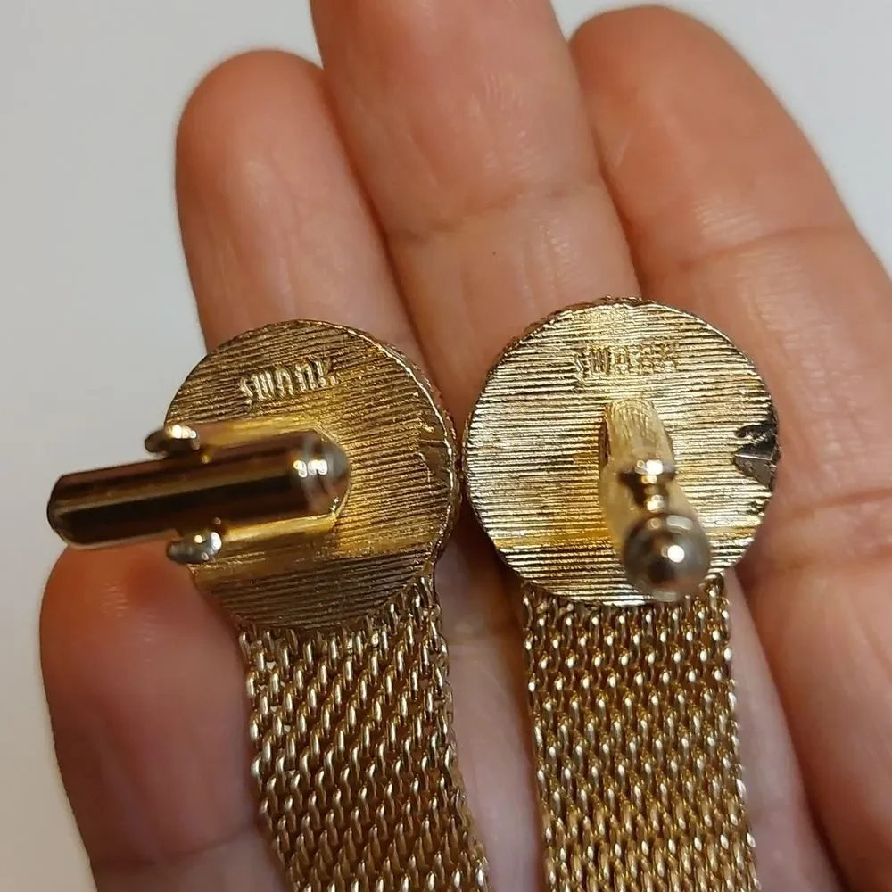 Vintage Swank Mesh Wraparound Cufflinks Gold Tone
